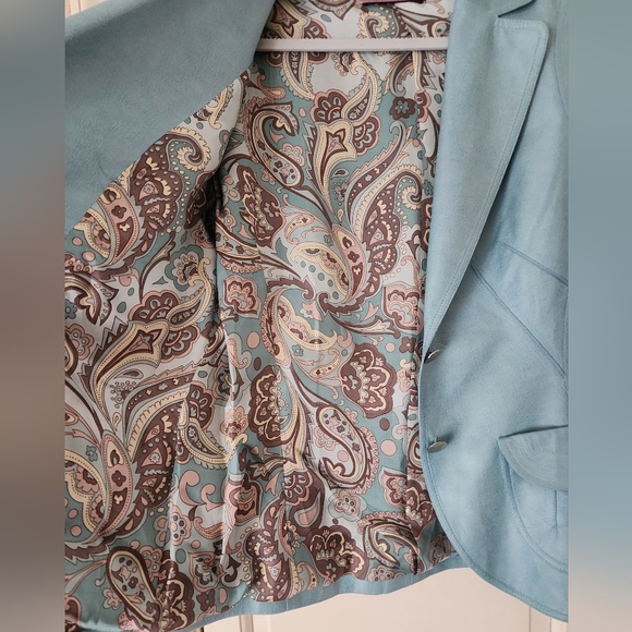 Identity French Designer Shimmery Stitching Floral Lining Blazer.Pit to pit 20" - Picture 4 of 7